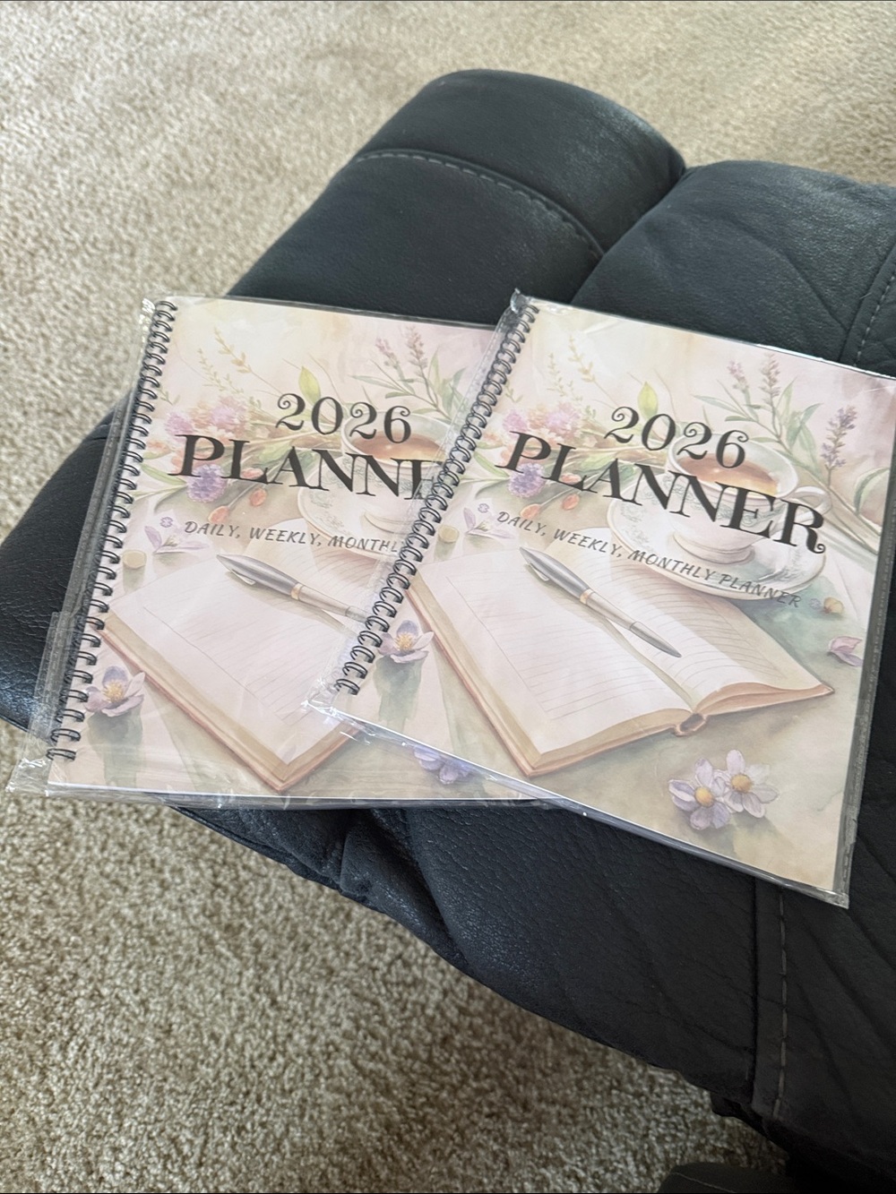 2026 Floral Daily Weekly Monthly Planner - Pink/Cream Cover